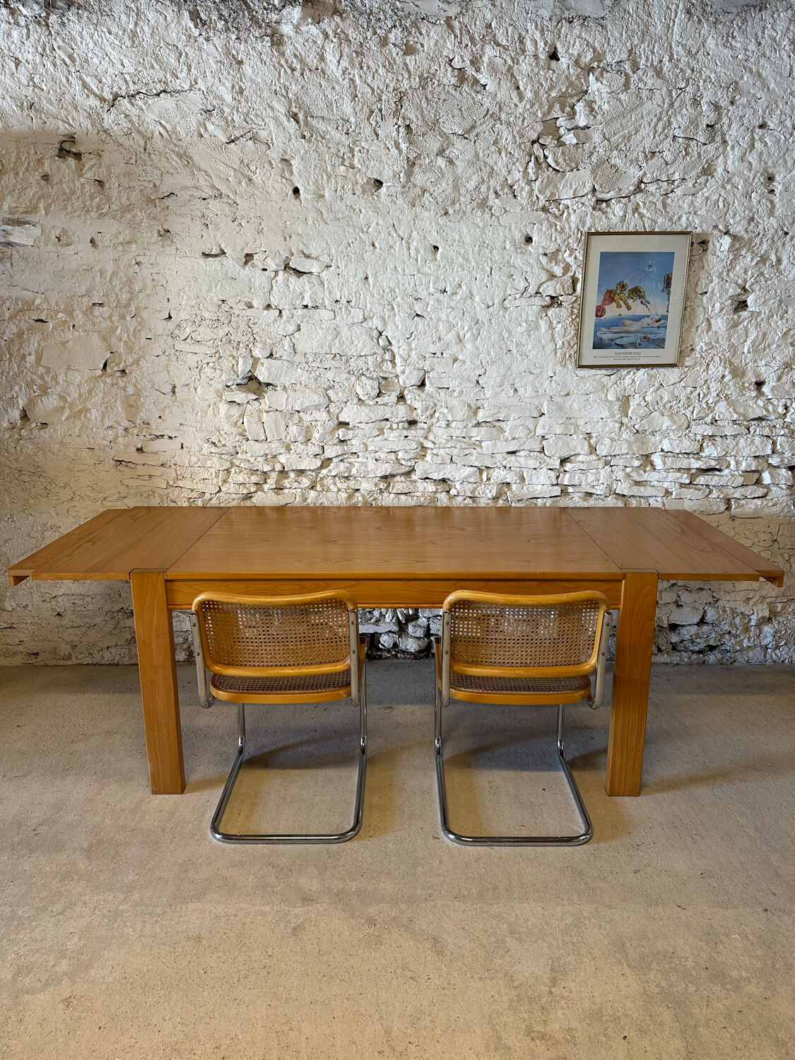 Solid elm dining table - Vintage - 1980