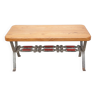 Table basse bois avec structure fer forgé, table d'appoint, bout de canapé, table vintage
