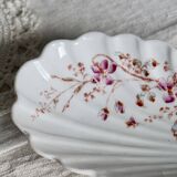 Vintage earthenware shell dish – Floral decoration