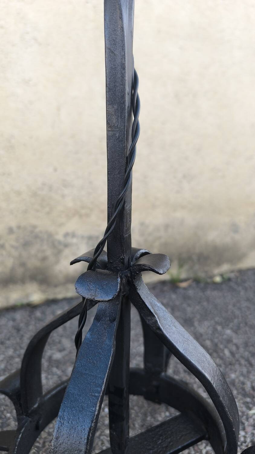 Brutalist wrought iron floor lamp