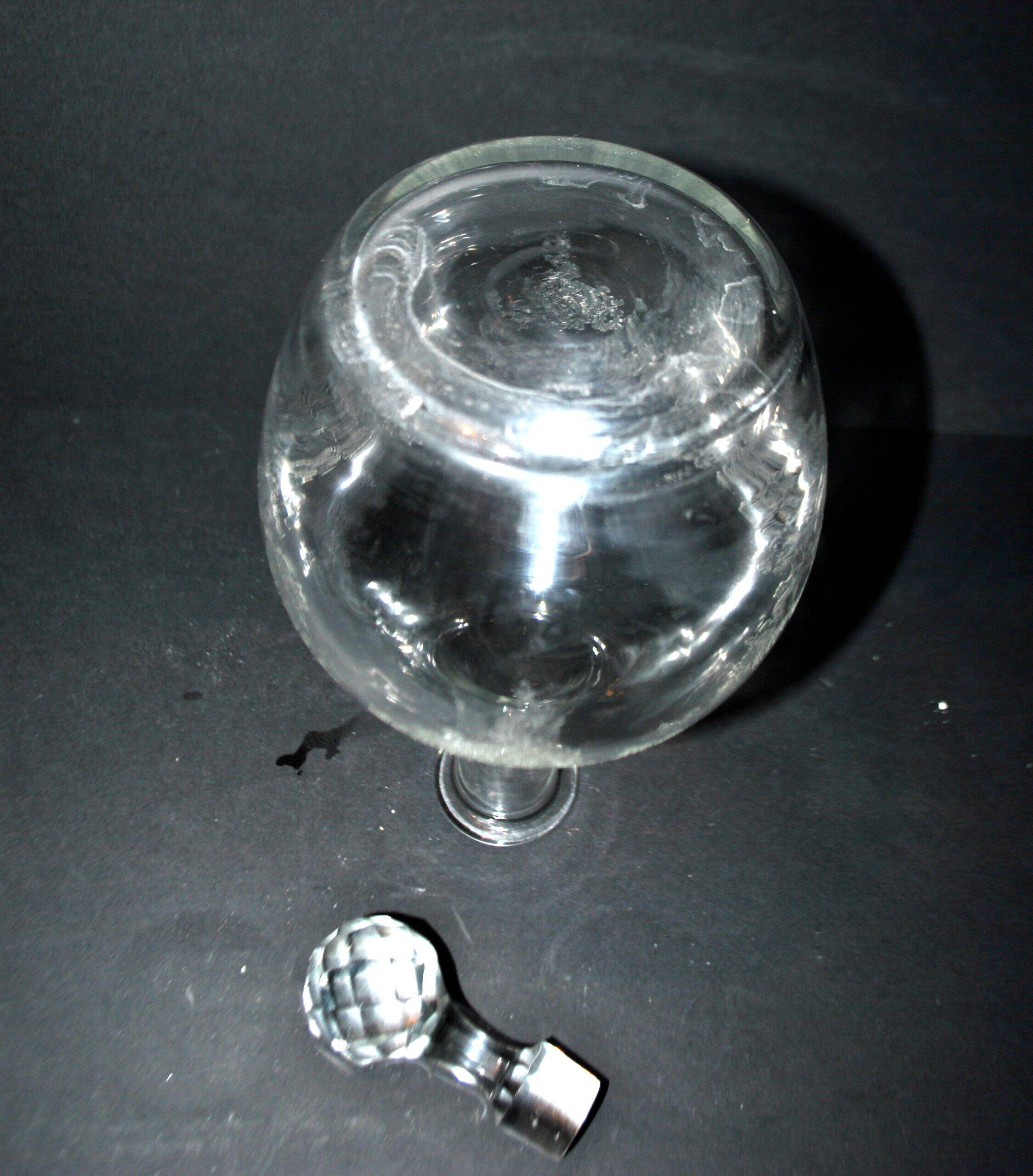 Antique Saint-Louis carafe with acid-etched rocaille and flower decoration H32cm