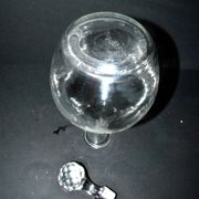 Antique Saint-Louis carafe with acid-etched rocaille and flower decoration H32cm