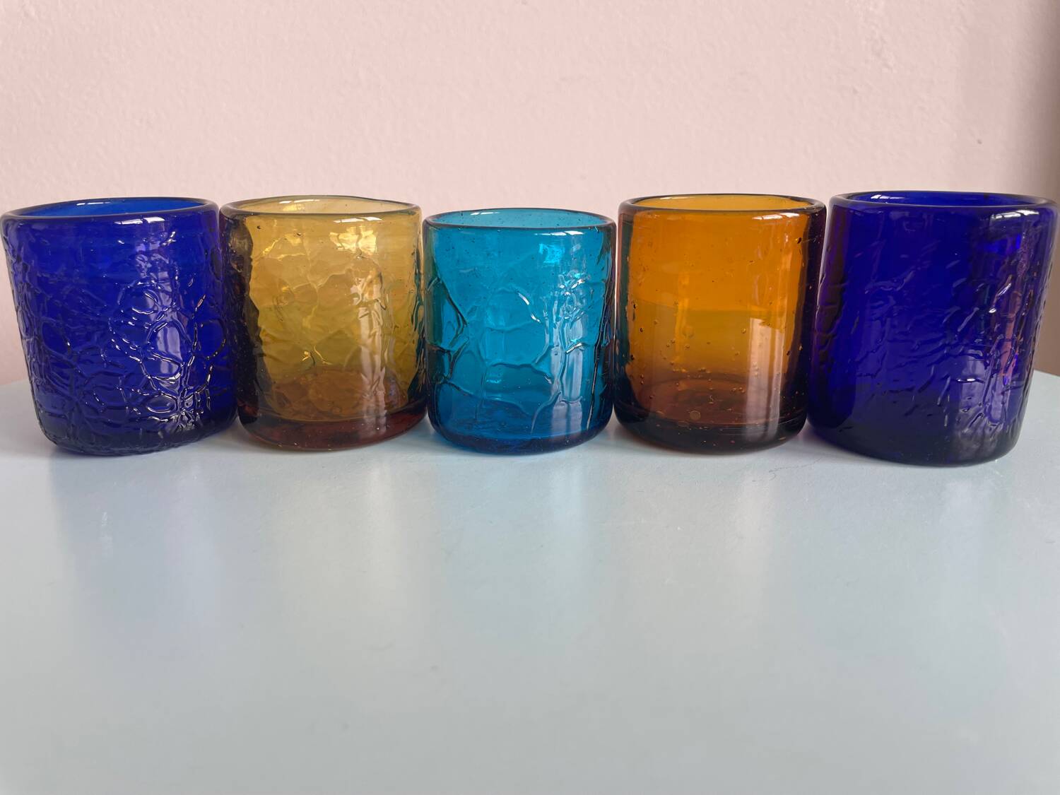 Set of 10 mouth-blown glasses – Contemporary French craftsmanship – Multic