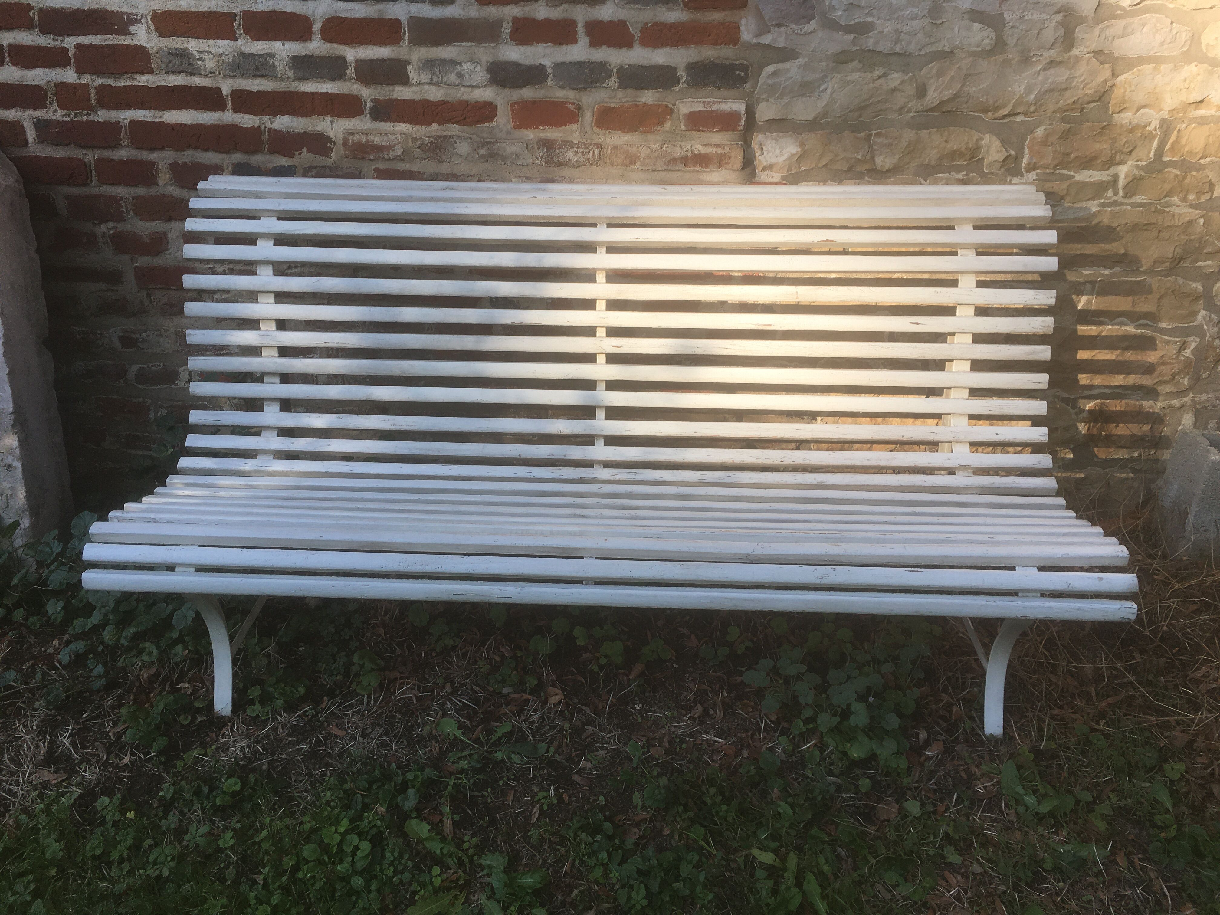 Vintage white garden bench