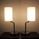 Pair of Italian chrome metal and white acrylic lamps