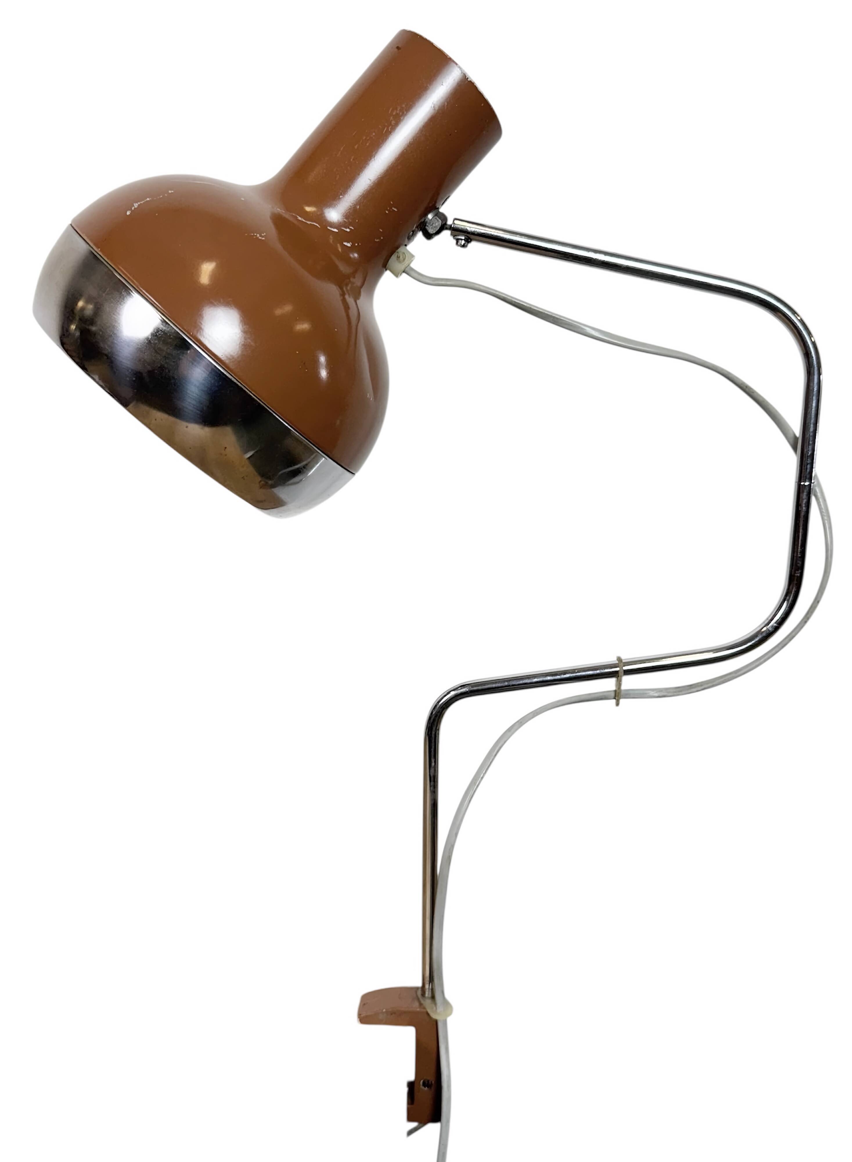 Lampe de bureau industrielle marron, années 1970