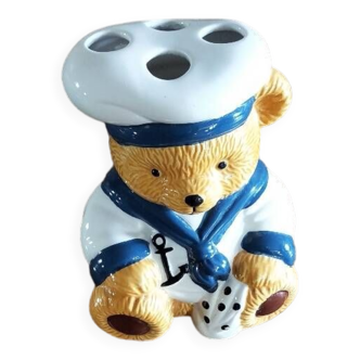 Utensil/toothbrush holder sailor suit bear