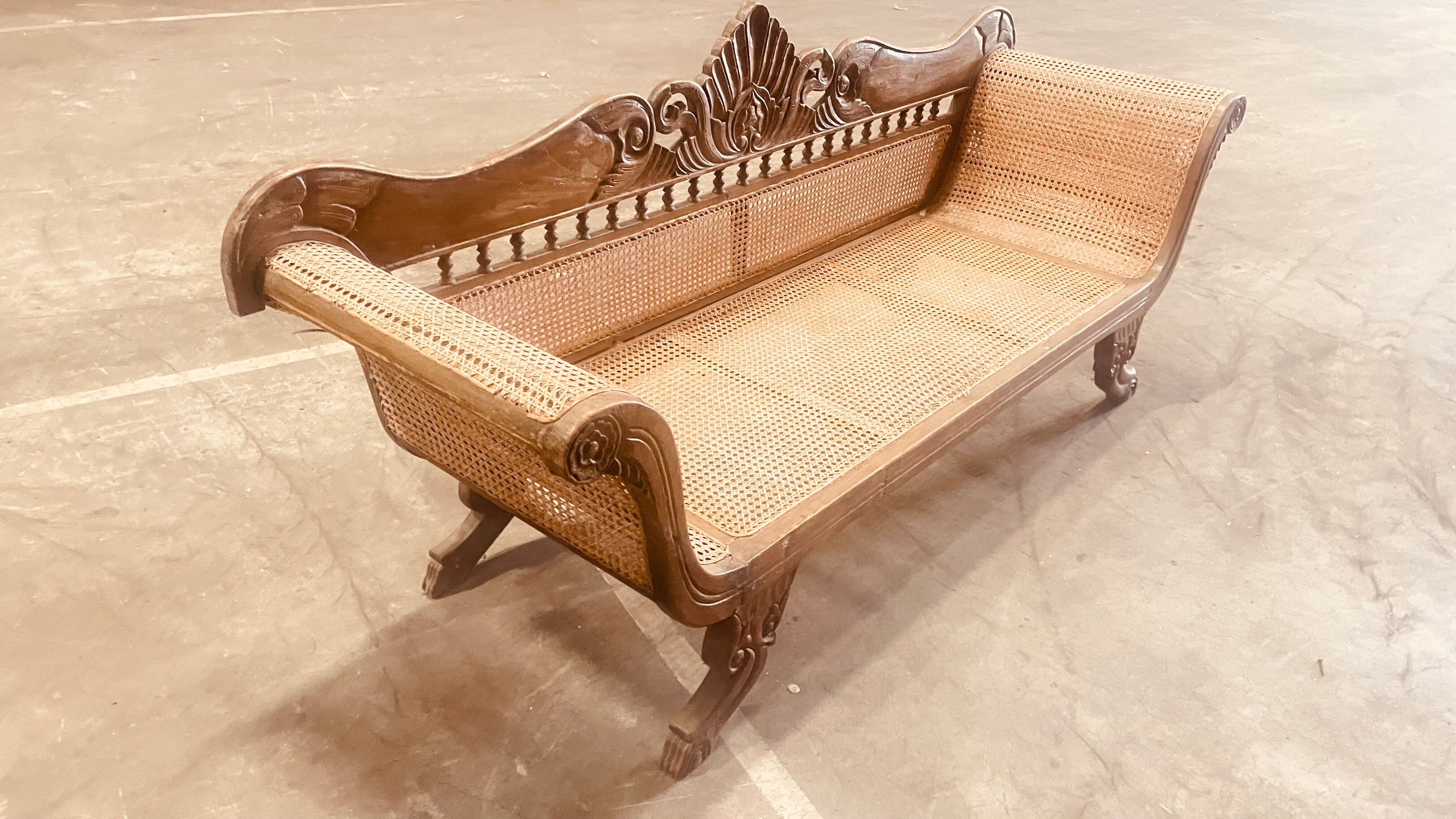 Antique rattan bench