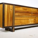 Handcrafted Solid Wood Sideboard in Wenge & Cherry, 1970 Vintage