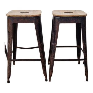 Paire de tabourets style industriel