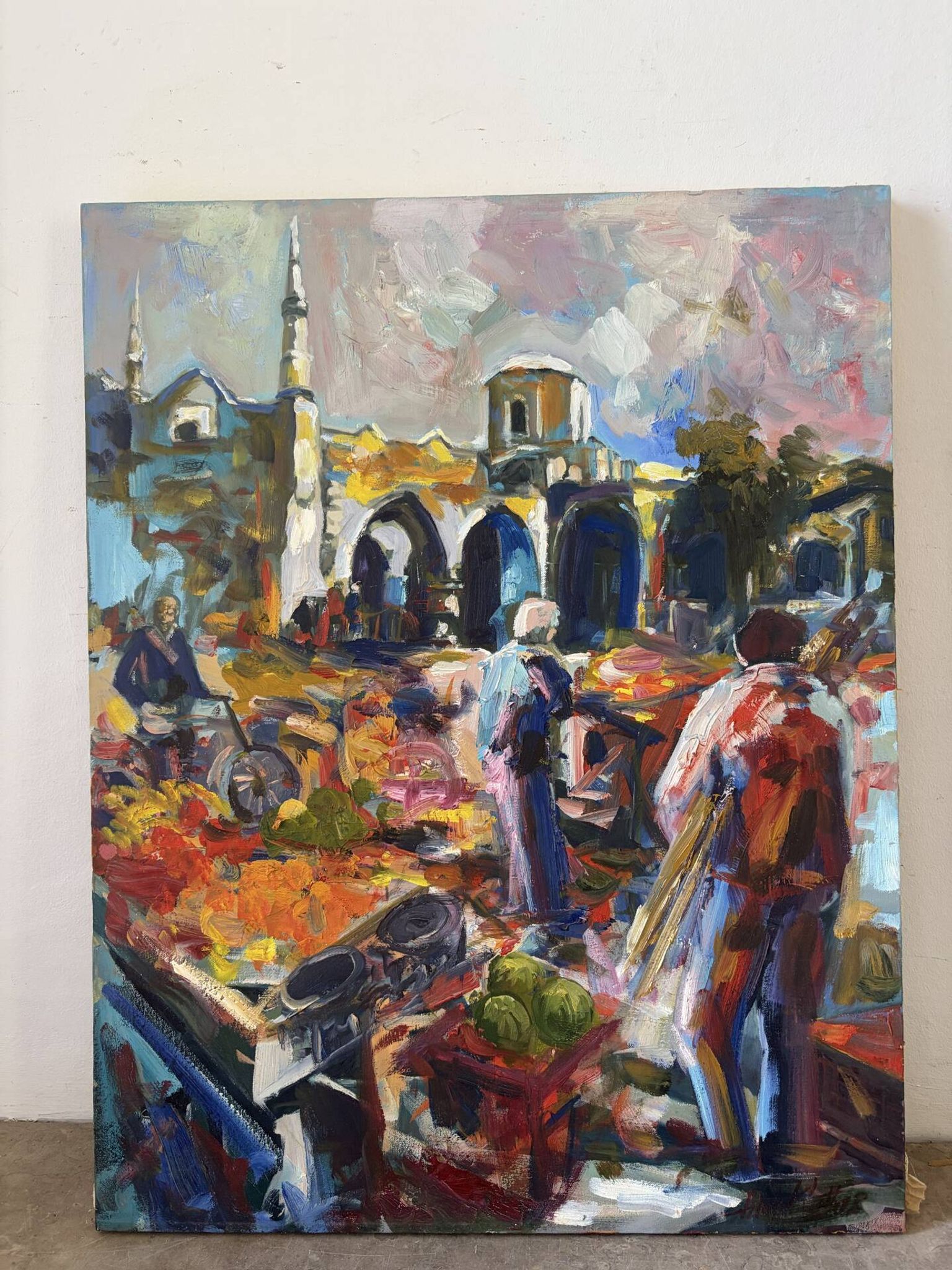 The market in Cyprus, knife oil, signed Alex Khattab.