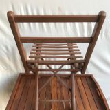 Ancienne chaise pliante enfant en bois assise vintage