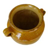 Pot à confit ancien français à glaçure jaune