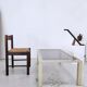 Vintage coffee table 1970s brushed metal smoked glass