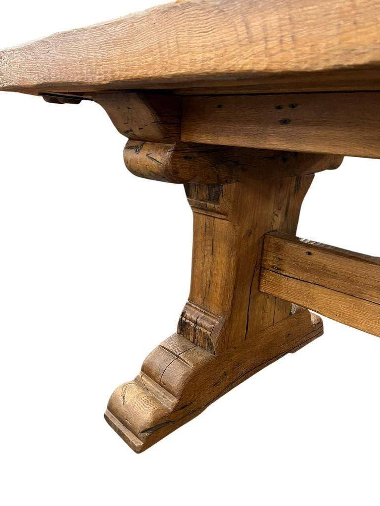 XL vintage brutalist wooden dining table