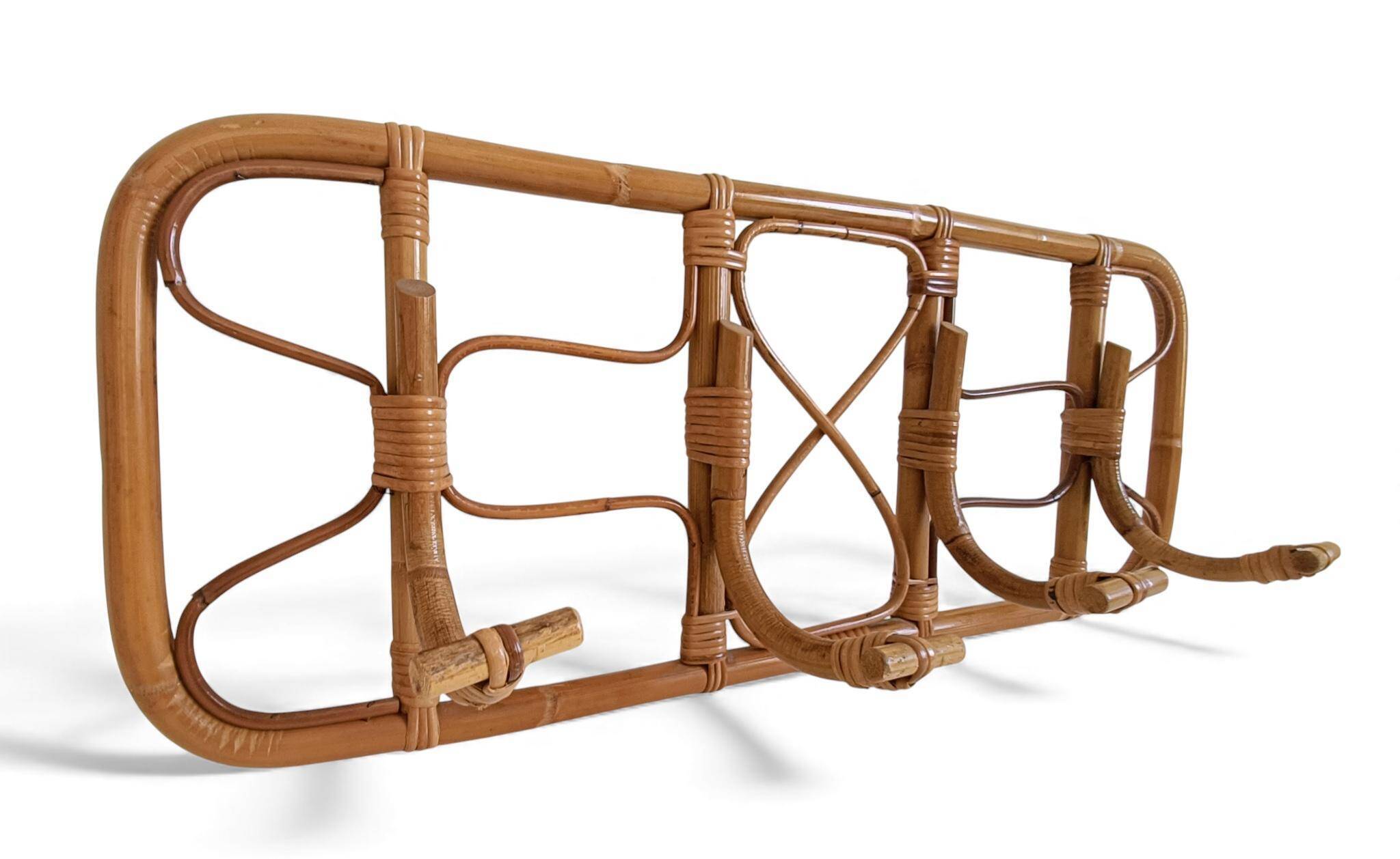 Mid-Century Extra-Large Bamboo & Rattan Coat Rack, Tito Agnoli Style
