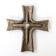 Vintage brutalist bronze crucifix, religious art from the 1950s