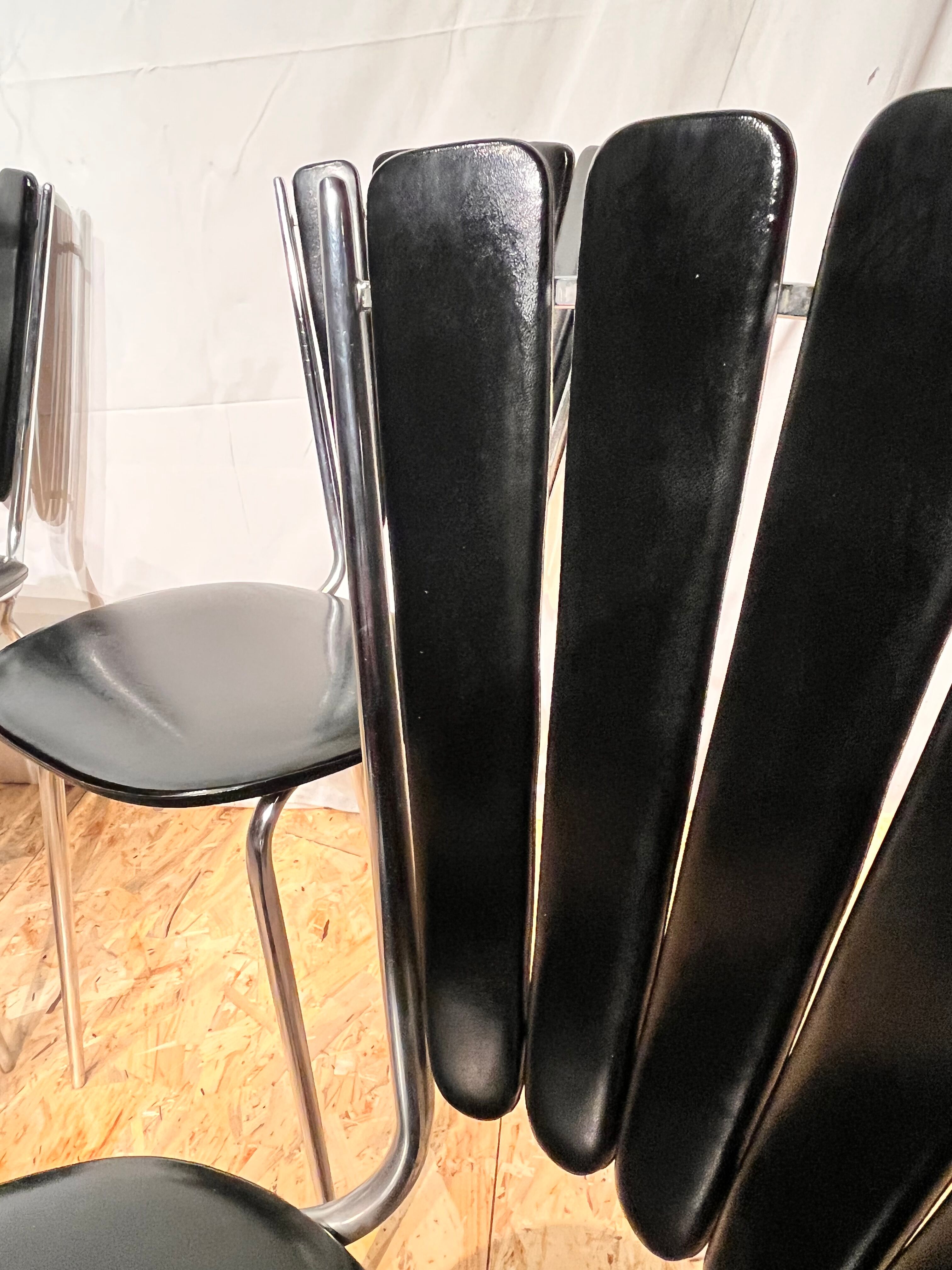 6 vintage chairs 1950 chrome skaï black