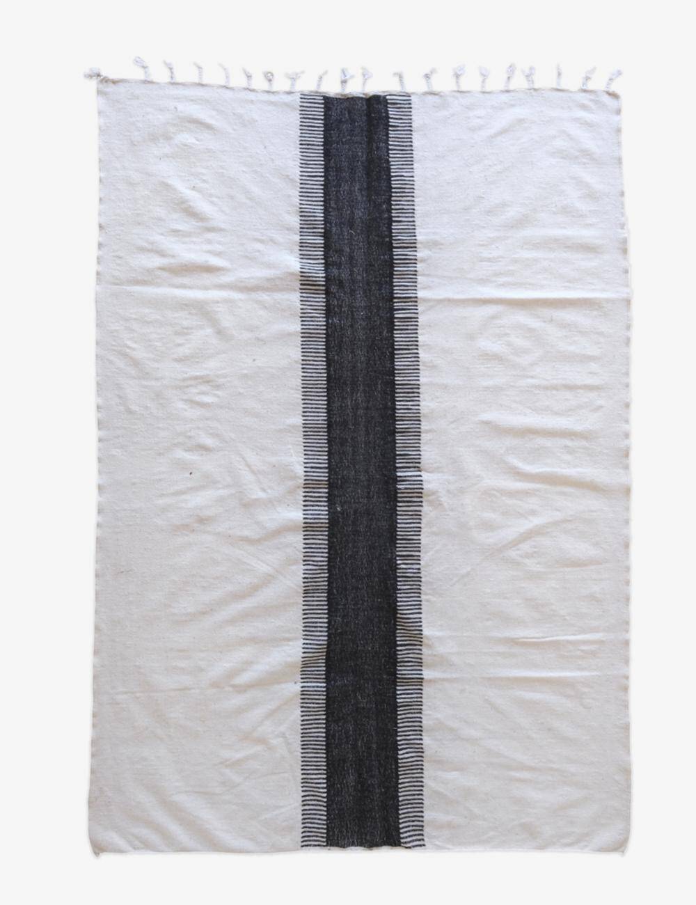 Black and White Kilim Rug - 303 x 205 cm