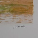 Paul COLLOMB: Paris, The Pont des Arts, signed original lithograph