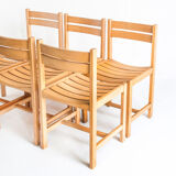 Suite of six solid beech chairs designed by André Sornay - France, 1960
