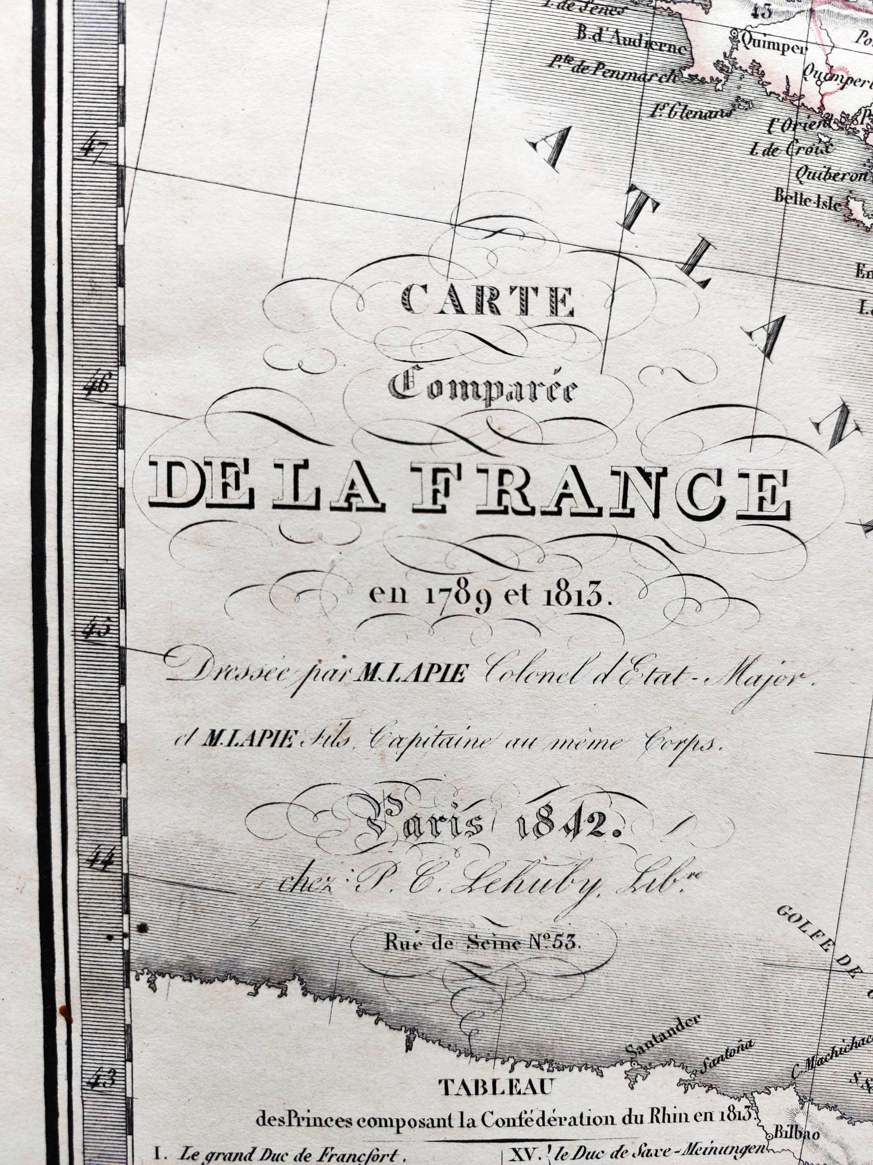 Old map of France - 1842
