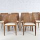 Chaises en Rotin et Bois, France, Set de 6