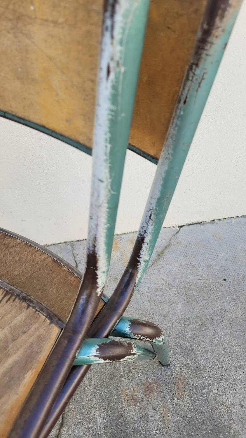 Pair of vintage Mullca metal school chairs 1950s