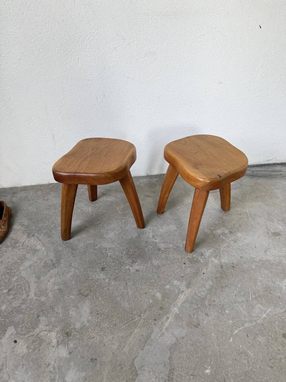 Pair of Henri Bataille oak stools
