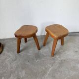 Pair of Henri Bataille oak stools