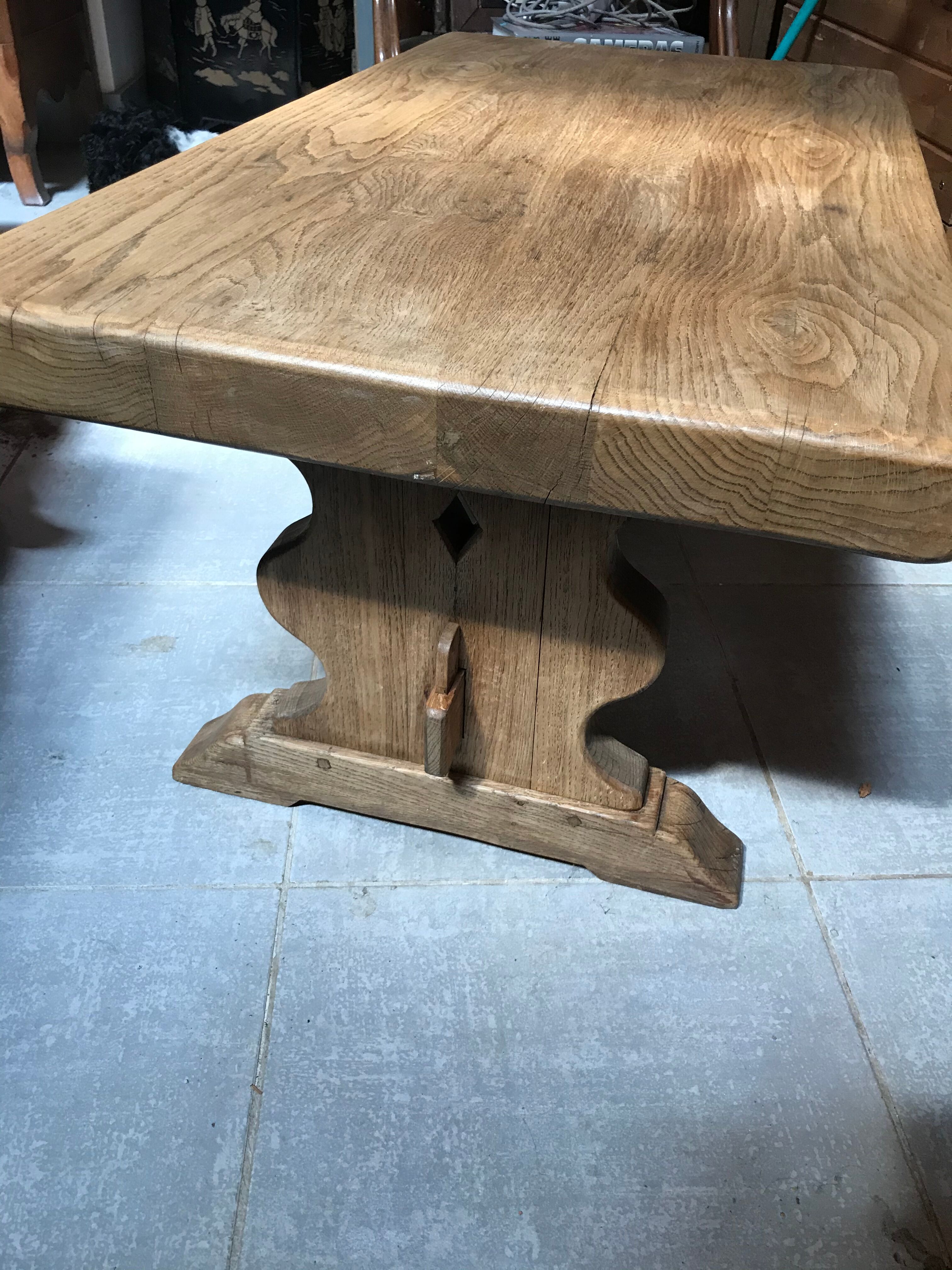 Rustic solid oak coffee table thinned