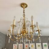 6-light chandelier in gold metal and tassels