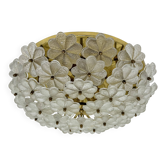 Grand lampadaire en verre cristal floral par Ernst Palme, années 1970.