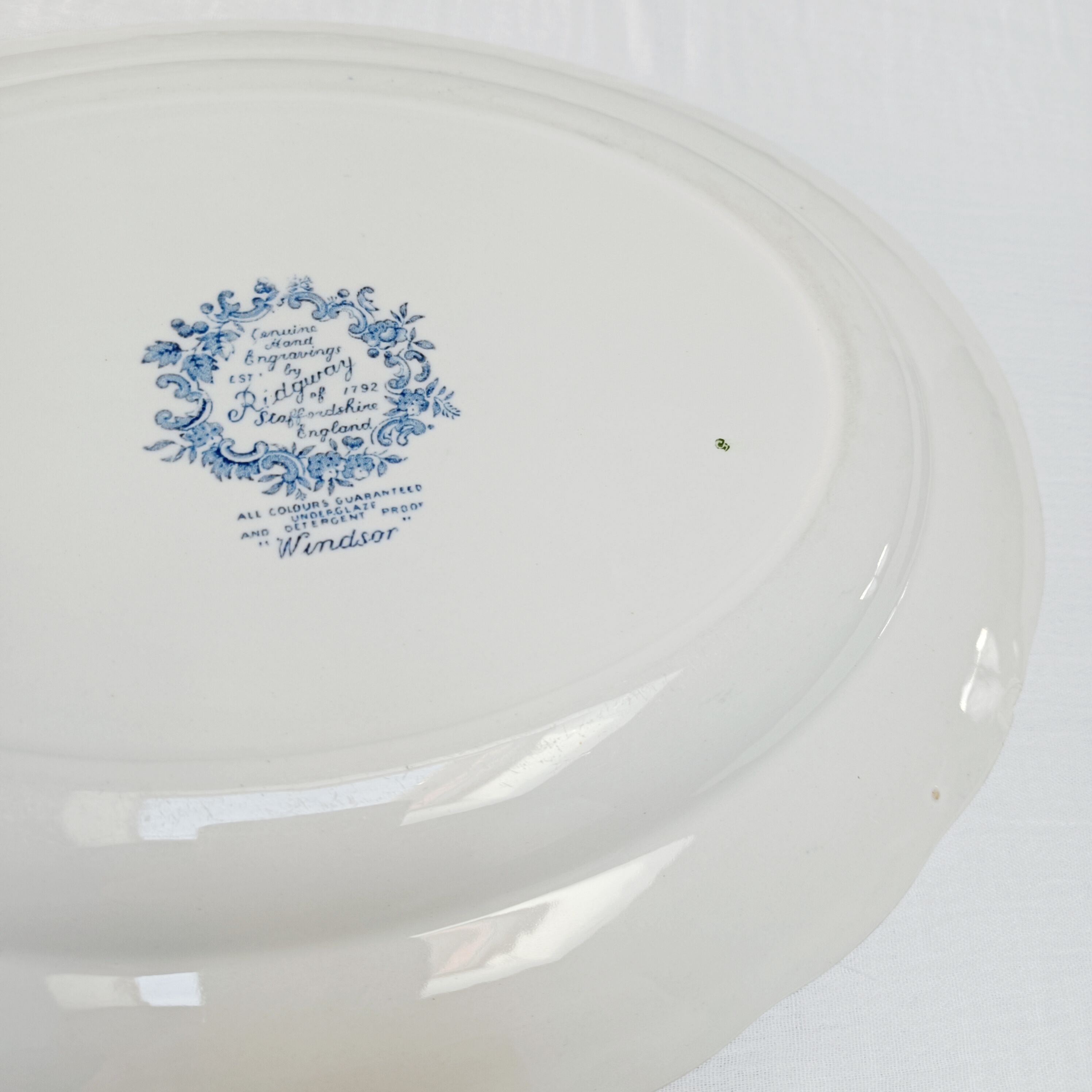 Ridgway Staffordshire oval flat, Windsor blue