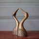 Vintage bookends, animal bookends, heron head, bird, brass sculpture, interior decor.