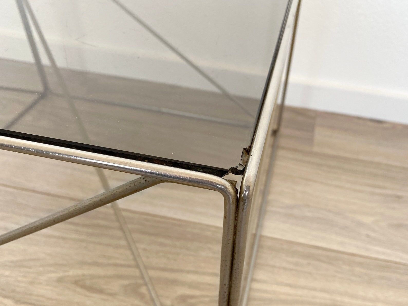 Mid century isocele side table designed by Max Sauze, French Architectural Coffee table