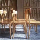 Lot of 6 vintage light wooden bistro chairs