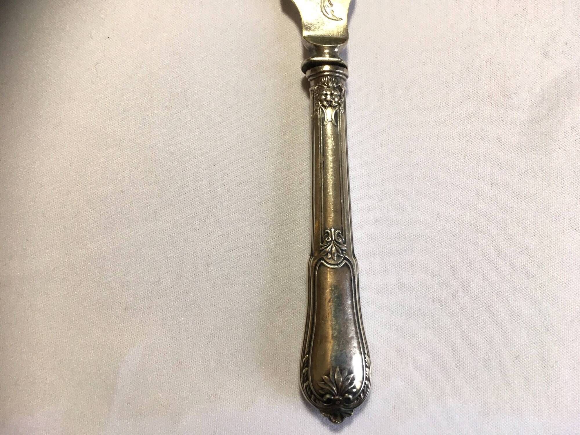 Silver-plated cheese knife with finely chiseled blade, 1900s