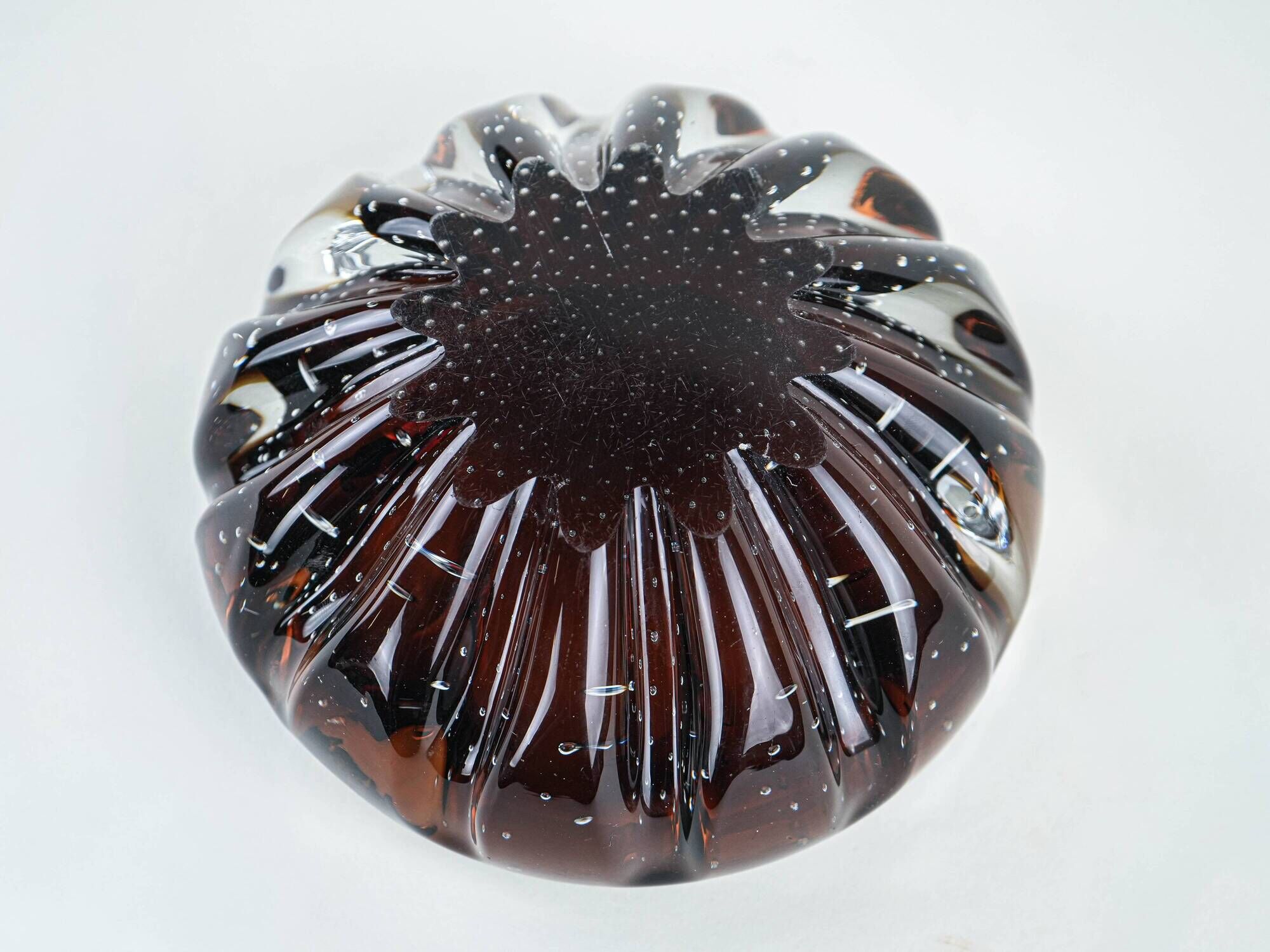 Glass platter in bullicante technique, Italian Modern design from the 1960s
