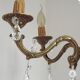 French Mid Century Bronze 6 Light Chandelier With Crystal Droplets 5491
