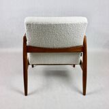 GFM-64 armchair, design by Edmund Homa from the 60s, white boucle