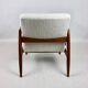 GFM-64 armchair, design by Edmund Homa from the 60s, white boucle