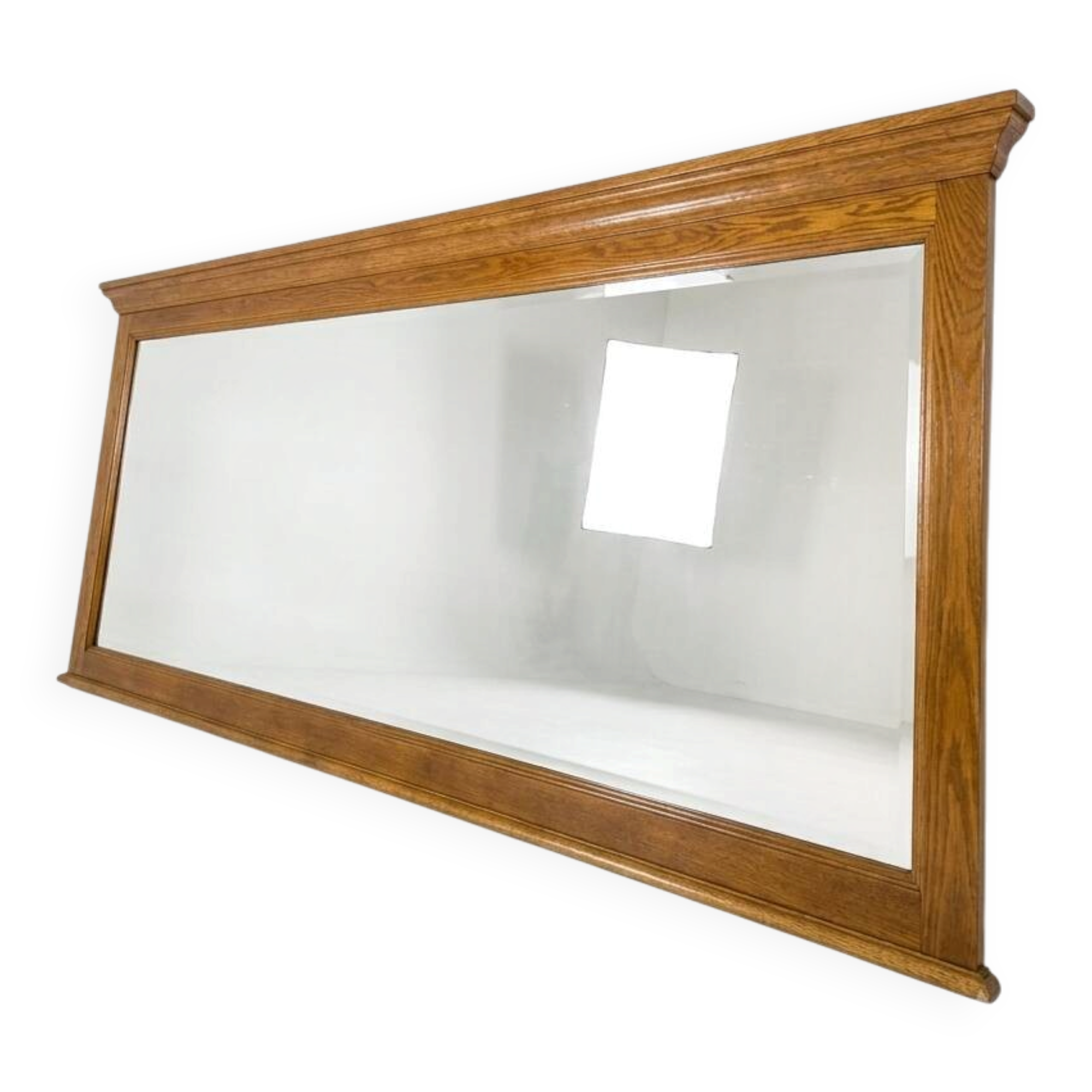 Miroir XXL biseauté en chêne, 210cm de L