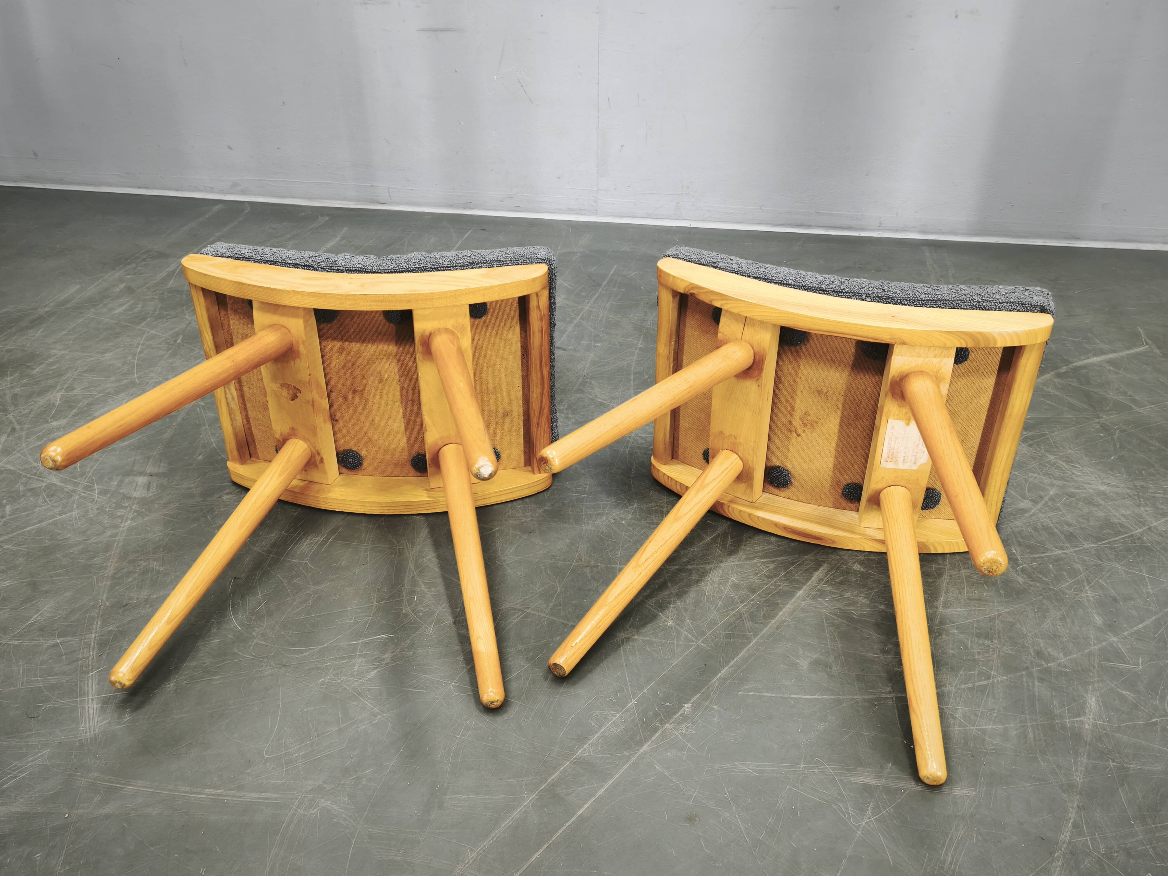 Pair of 1960s Maple Mid Century Stools, Czechoslovakia