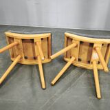 Pair of 1960s Maple Mid Century Stools, Czechoslovakia