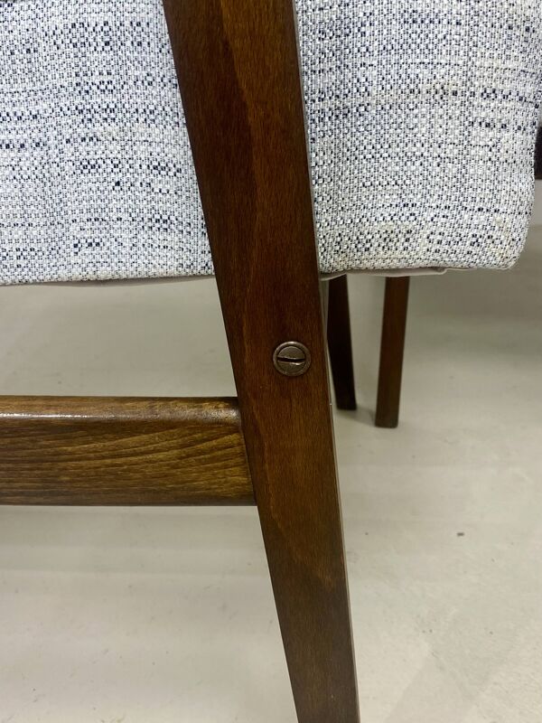 Paire de fauteuils Henryk Lis 300-190 année 70 tissu gris bleu chiné Ref :