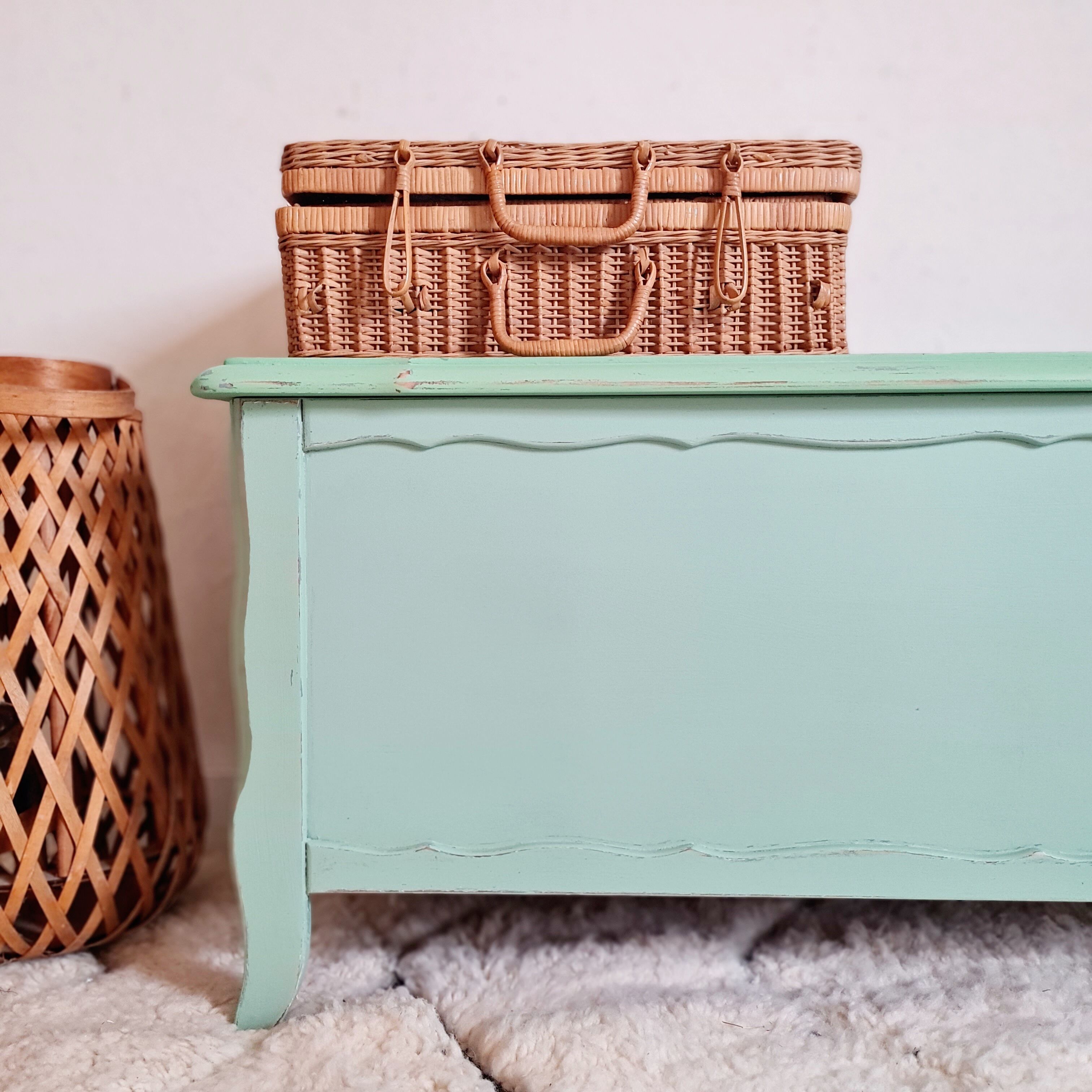 Old toy chest renovated green