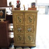 Old Small Hand Painted Wooden Cabinet