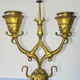 Paire de candélabres anciens en bronze japonisant XIXème