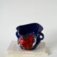 Ceramic vase / fat lava red, blue and white, 1970